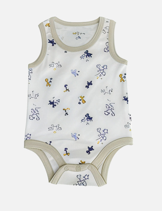 Baby onesie with colorful butterfly pattern on a white background