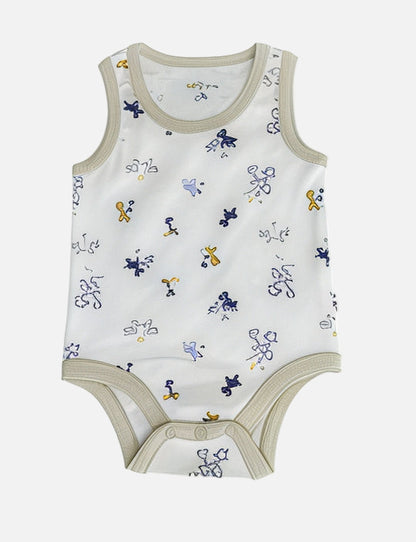 Baby onesie with colorful butterfly pattern on a white background