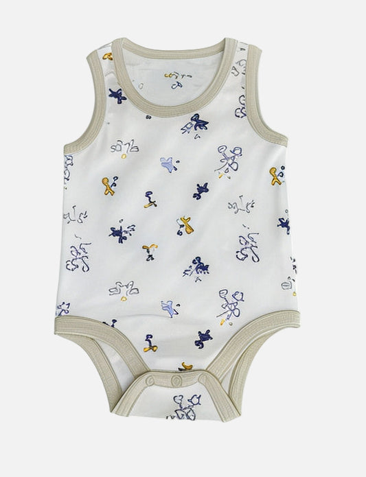 Baby onesie with colorful butterfly pattern on a white background